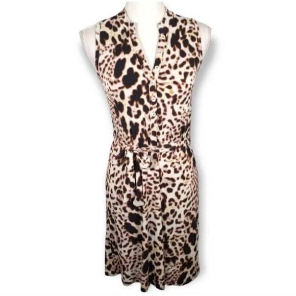 LEVEL EIGHT BROWN, CREAM, & BLACK LEOPARD PRINT  DRESS SZ.S EUC.  GORGEOUS DRESS - Picture 1 of 5